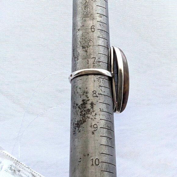 NWT Russian Russia Sterling Silver 925 Brown Grey Jasper Earrings And Ring Set - Picture 16 of 16